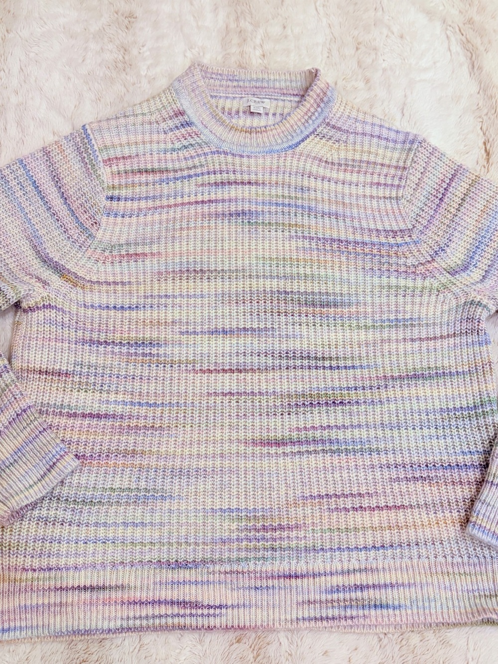 🌸 J.Crew Factory SpaceDyed Crewneck Sweater Roll Neck Pastel Rainbow Cottagecore